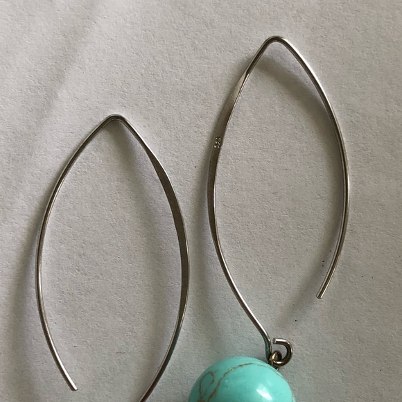 Turquoise and 925 Silver dangle earrings - Picture 3 of 5